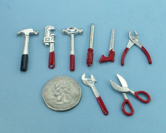 Miniature Dollhouse Set of Tools set of 8 