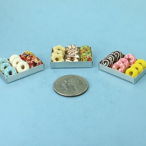 Dollhouse Miniature Metal Bakery Trays Filled with Realistic Donuts ASSORTED