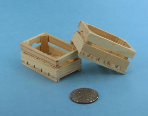 WOODEN FRUIT CRATE "RACE TRACK" DOLLHOUSE MINIATURES 1:12 SCALE 