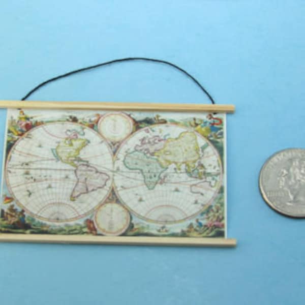 Dollhouse Miniature Hanging Wall Map for Classroom 1:12 Scale #SD2408