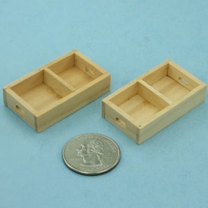 Dollhouse Miniature Small Compartment Wooden Fruit or Vegetable Crates Set of 2