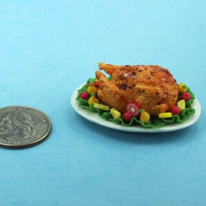 FABULOUS Dollhouse Miniature Roast Turkey Dinner Platter with Garnishes EST1 image 4