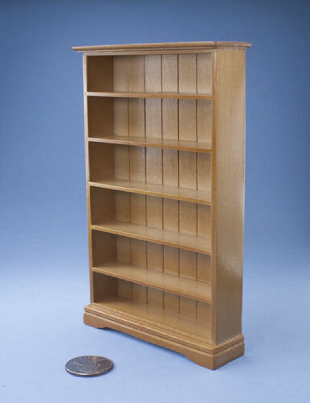 Charming Dollhouse Miniature Decorative Oak Wooden Bookcase Display