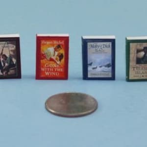 1/12 Scale Dollhouse Miniature Set of 4 Classic Books with Pages Inside #HCX149