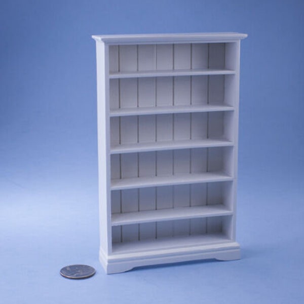 Dollhouse Miniature Decorative White Wooden Bookcase Display Shelves #SDF1448