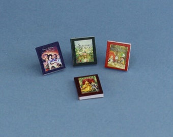 1:12 Scale Dollhouse Miniature Set of 4 Classic Fairy Tales Books #HCX143