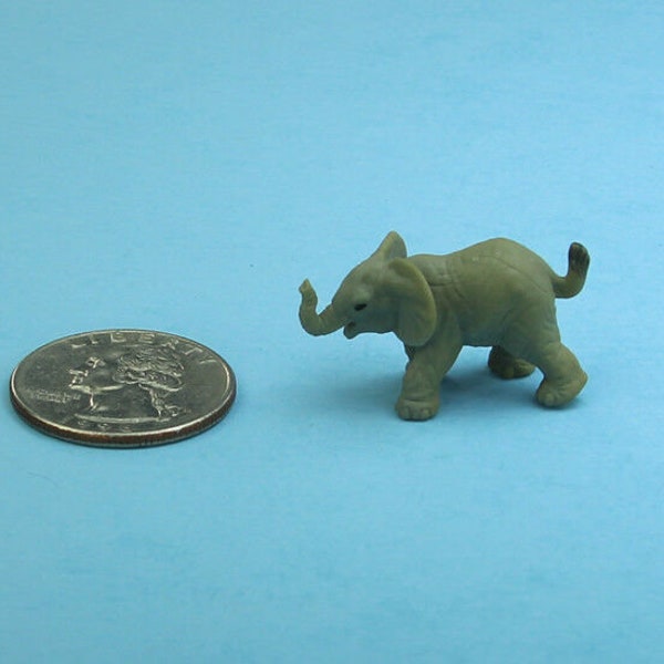 CUTE! Dollhouse Miniature Small Gray Rubber Elephant Figurine #MUL6007