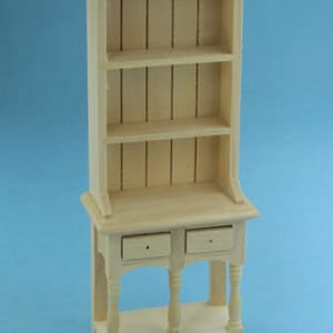 Charming 1:12 Scale Dollhouse Miniature Natural Wood PAINTABLE Kitchen or Dining Room Hutch Cabinet for DIY Finish #SBEF005