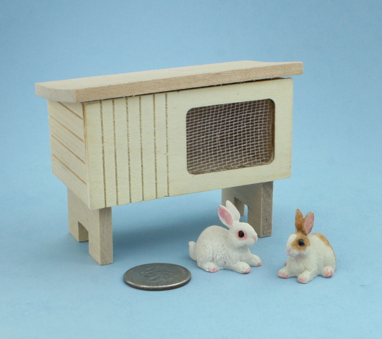 N7085 Bunnies Dollhouse Miniature Set of 3 White Rabbits 