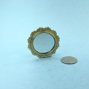 Dollhouse Miniature Decorative Round Gold Framed Mirror