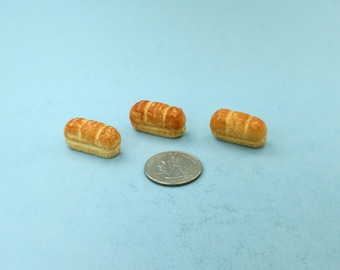 Dollhouse Miniature Set of 3 Realistic Baked Bread Loaves