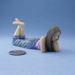 Dollhouse Miniature Modern Laying Teenage Girl Doll