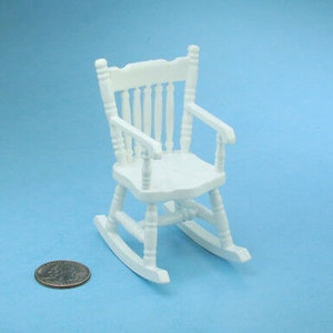 Dollhouse Miniature White Wooden Rocking Chair Porch Rocker Leave an Empty Chair at Christmas