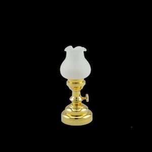 Beautiful 1/12 Scale Dollhouse Miniature Battery Operated LED Brass Oil Lamp Bedside Table Light #WCSBLED340