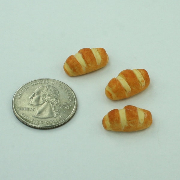 1:12 Scale Dollhouse Miniature Set of 3 Realistic Baked Artisian Bread Loaves #BL35