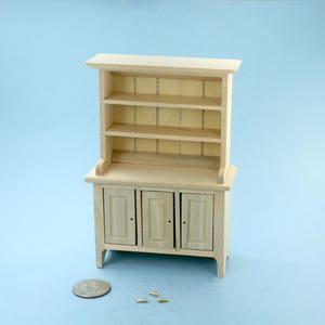 Dollhouse Miniature Natural Wood PAINTABLE Kitchen or Dining Room Hutch