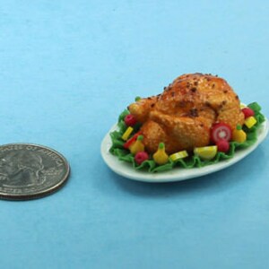 FABULOUS Dollhouse Miniature Roast Turkey Dinner Platter with Garnishes EST1 image 3