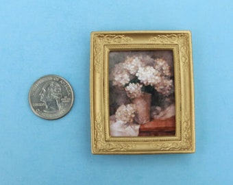 Beautiful 1:12 Scale Dollhouse Miniature Framed Floral Picture #HC44B
