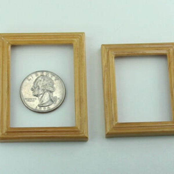 1:12 Scale Dollhouse Miniature Set of 2 Oak Wooden Picture Frames #SD1957