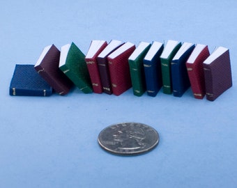 Set of 12 Dollhouse Miniature Opening Books with Blank Pages Inside