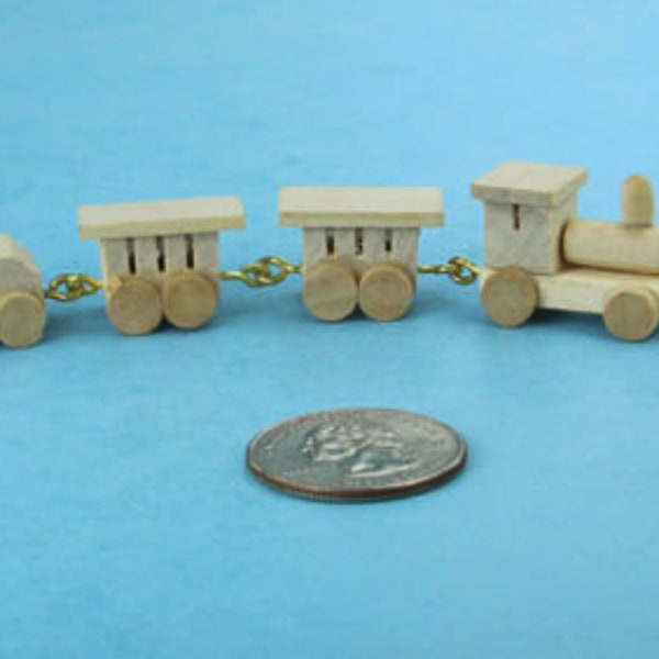 1/12 Scale Dollhouse Miniature Natural Wood Toy Train Set You Can Paint #WCGA176