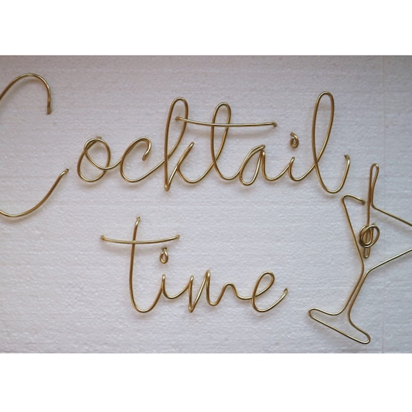 Cocktail time wire sign | cocktail gift | Kitchen decor | Wire words | Wall hanging | Bar sign | Bar decor | cocktail sign | Sign | Kitchen