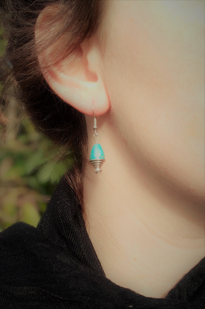 Howlite Turquoise beaded earrings drops