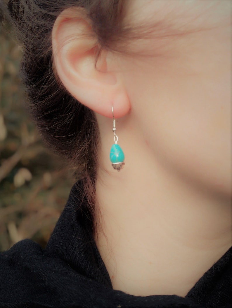 Howlite Turquoise beaded earrings drops