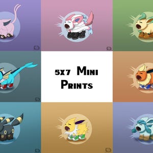 Eeveelution Scream Bean 5x7 Mini Prints