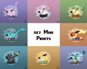 Eeveelution Scream Bean 5x7 Mini Prints