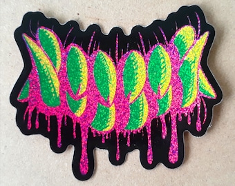 Drooling Teeth Glitter Sticker
