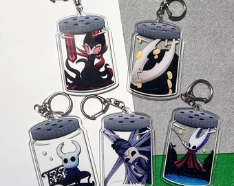 Hollow Knight Bug Jar 3" Acrylic Charms, Hornet, Grimm, Ghost, Zote