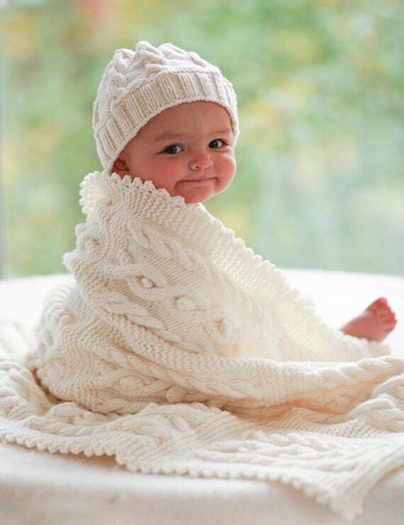 Set of knitted hat and blanket Knitted blanket baby in Etsy