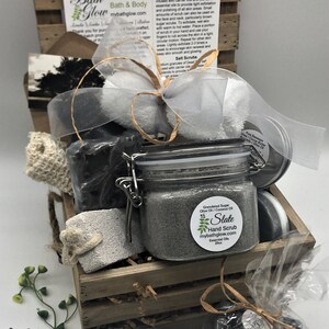 Slate Crate Shower Set: Spa Gift | Unique Gift | Gifts For Him | Gifts For Men | Relaxation | Bath & Body | Groomsmen Gift | Birthday