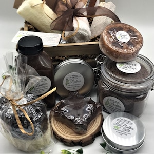 Wood Crate Shower Set: Spa Gift | Unique Gift | Gifts For Him | Gifts For Men | Relaxation | Bath & Body | Groomsmen Gift | Birthday