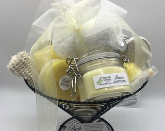 Lemon Wire Cone Basket: Spa Gift | Bath Gift | Unique Gift | Gifts For Women | Relaxation | Bridal Gift | Bridesmaid Gift | Birthday