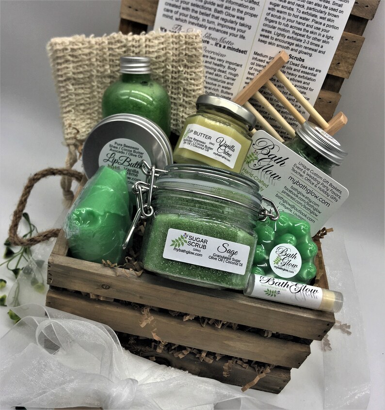 Sage Wood Crate Set Spa Gift Bath Gift Unique Gift Gifts for Women