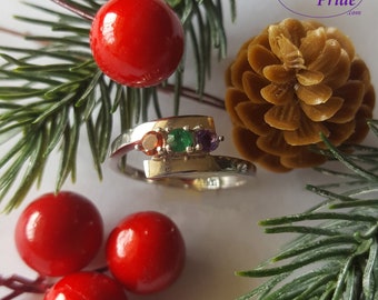 Genuine Birthstones (Forever) ~ Daughter's Pride Ring ~ Birthstone Ring ~ Family Ring ~ Birthstone Jewelry Mother's Ring Sterling Silver 925