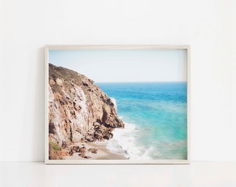 Lighthouse Cliff Watercolor Giclee Print \u2022 Iceland Sea Wall Art \u2022 Seascape Artwork \u2022 Ocean Rock Minimalist Poster \u2022 Landscape Artwork