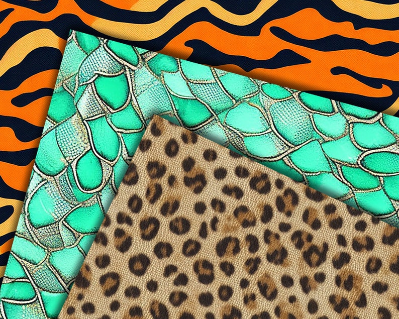 Wildlife Print Digital Paper Seamless Animal Skin Patterns - Etsy