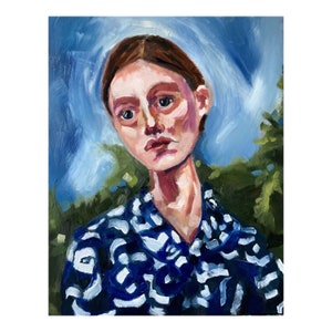 Female portrait painting, original art, one of a kind