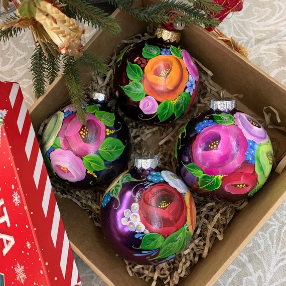 Christmas ornaments One stroke painting set of Christmas Etsy