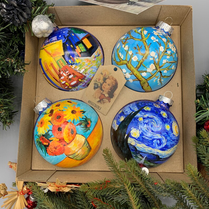 Hand painted Christmas ornaments Van Gogh