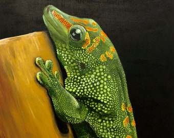 Day Lizard Painting, Acrylic Lizard Painting, Animal Painting, Acrylic Painting on Wood, Acrylic Painting on Canvas
