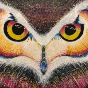 Great Horned Owl Painting, Acrylic owl Painting, Animal Painting, Acrylic Painting on Wood, Acrylic Painting on Canvas