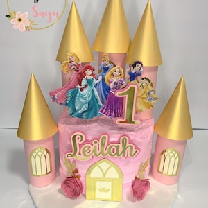 Princess castle cake topper, castle cake decorations, princess cake topper