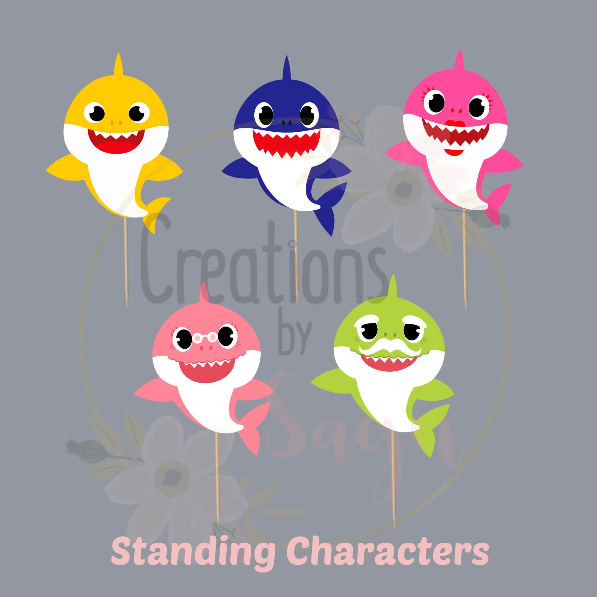 Babyshark Cupcake Toppers 5 Characters Daddy Shark Mommy Etsy Babyshark Cupcake Toppers 5 Characters Daddy Shark Mommy Etsy