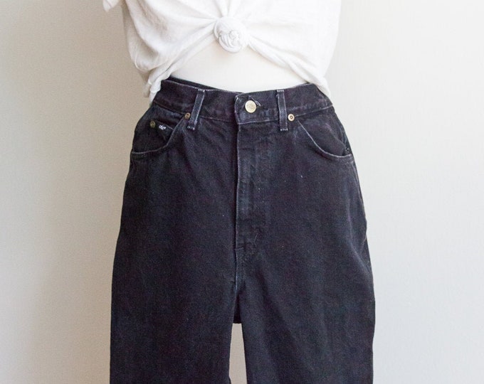 vintage high waist Chic jeans, 1980s 80s black high waist chic jeans, 80s mom jeans,  80s denim, vintage boho hippie jeans, Small