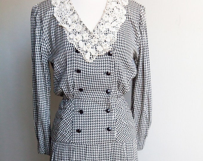 vintage houndstooth midi dress, Small