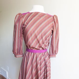 vintage earth tone dreams dress, 1980s 80s earth tone striped dress, 80s fall fever dress, Sm/Med